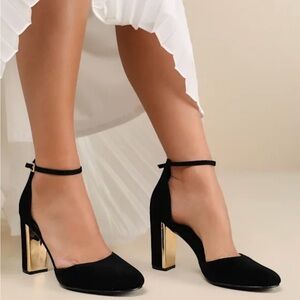 Elegant Black and Gold Women's Heels